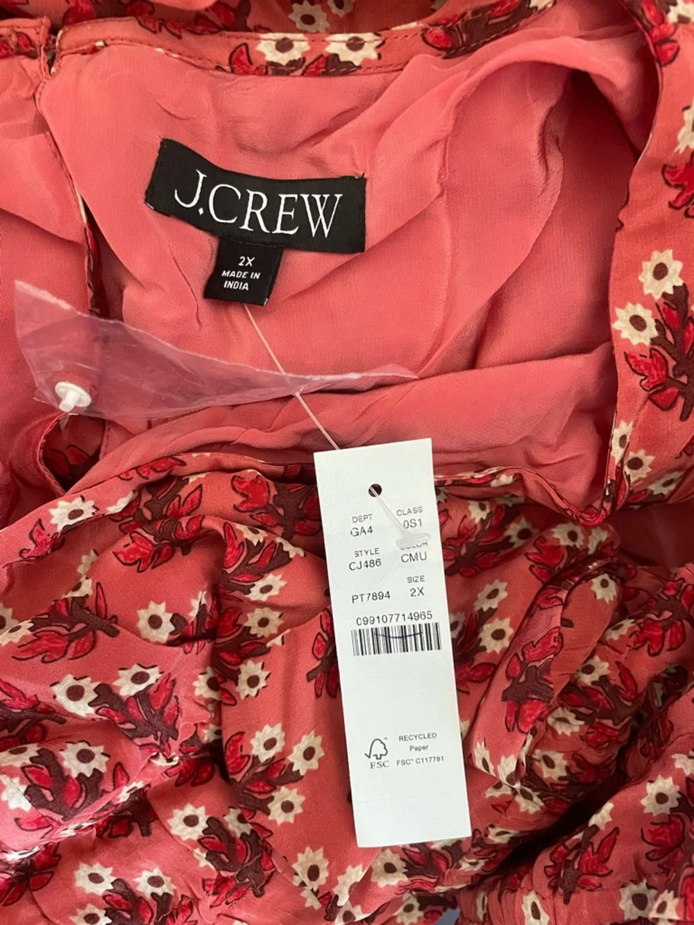 J. Crew Red Printed Maxi Dress